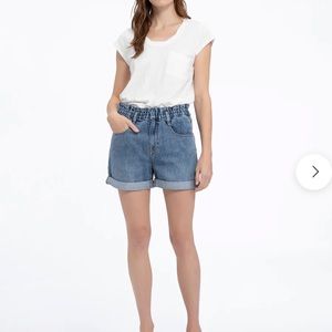 Sanctuary denim, paper bag shorts.